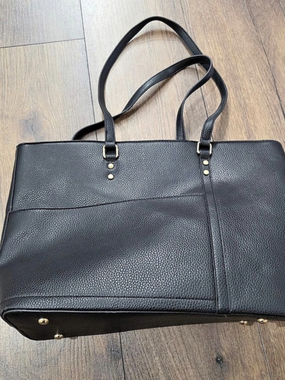 Seven Days Black Faux Leather Shoulder Tote Bag and Matching Card Wallet
